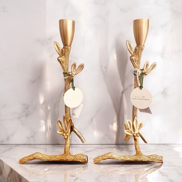 Anthropologie Other - NWT Anthropologie Camille Candleholder Gilded Metal Set Of 2 Retail $76